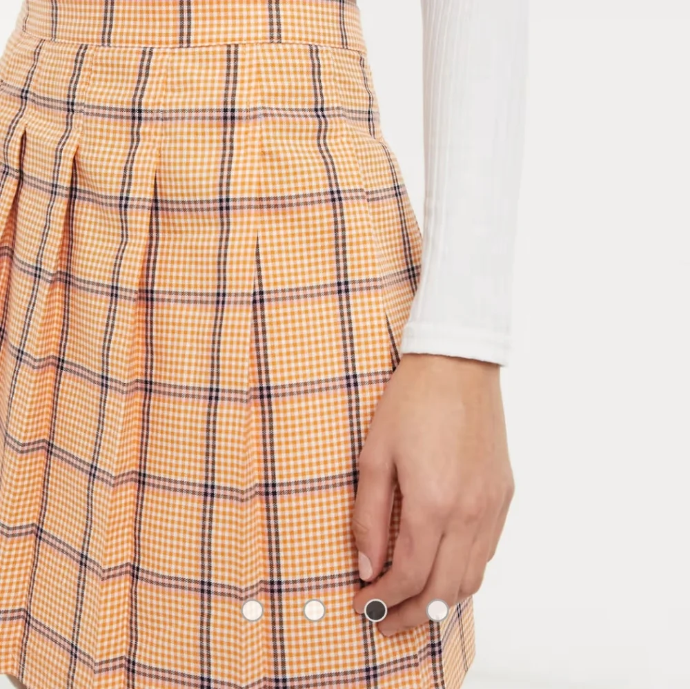 ASOS Orange Plaid Mini Skater Skirt with Pleats